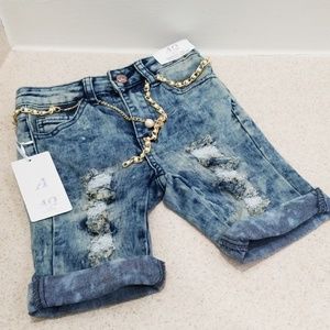 AQ girls damaged distressed denim jean shorts 10